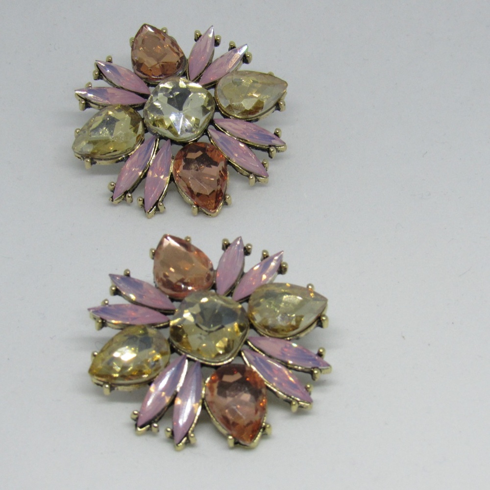 Large Multicolor Rhinestone Earrings - Picture 5 of 5